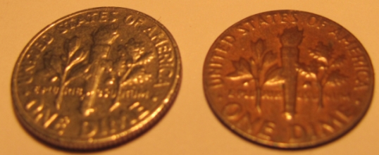 1966-Dime-Core-Only-Missing-Copper-Nickel-Layers!